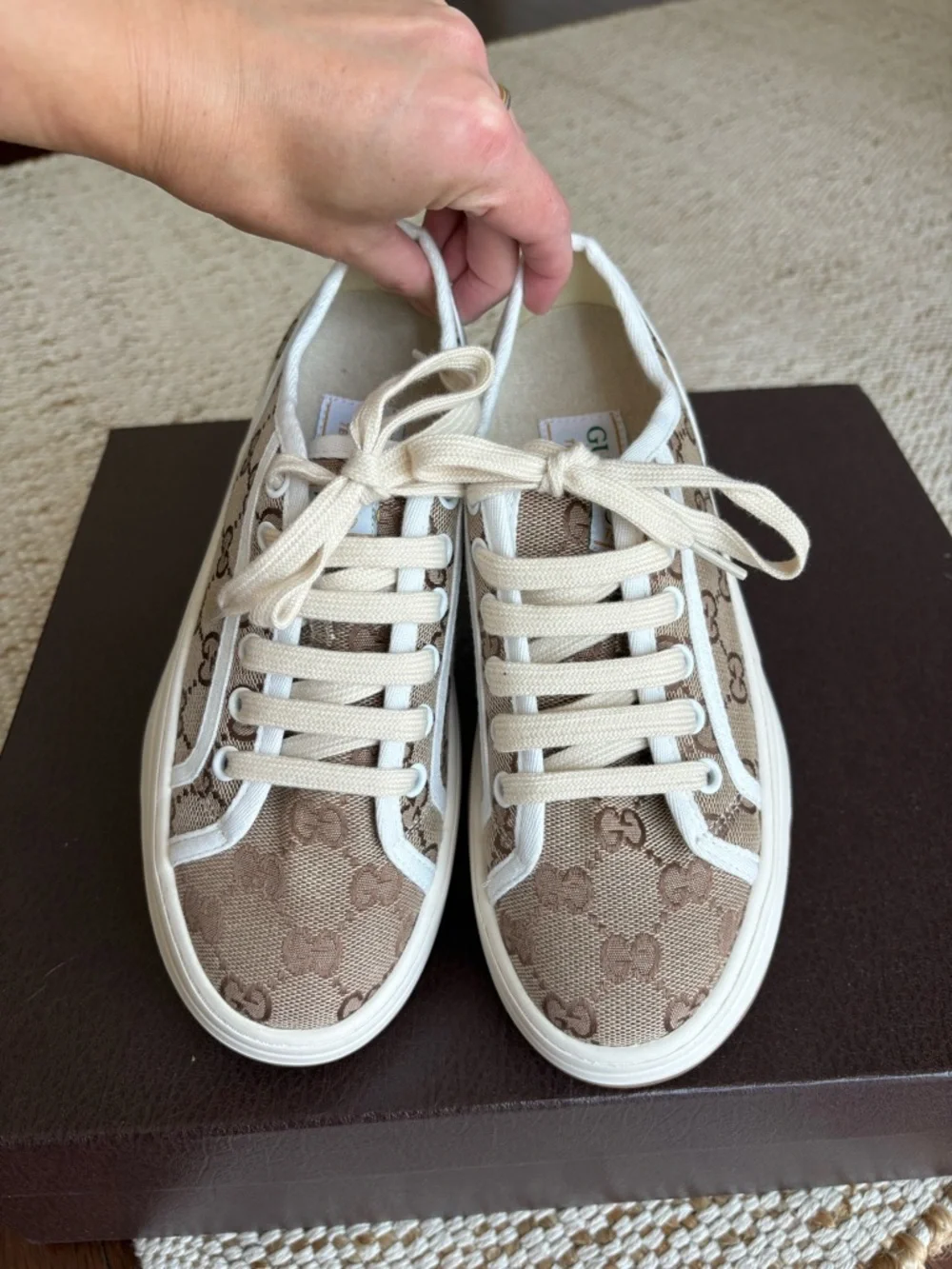 GUCCI GG Canvas Low-Top Platform Sneakers Women’s US 7.5 Tennis Track Style - Picture 5 of 13
